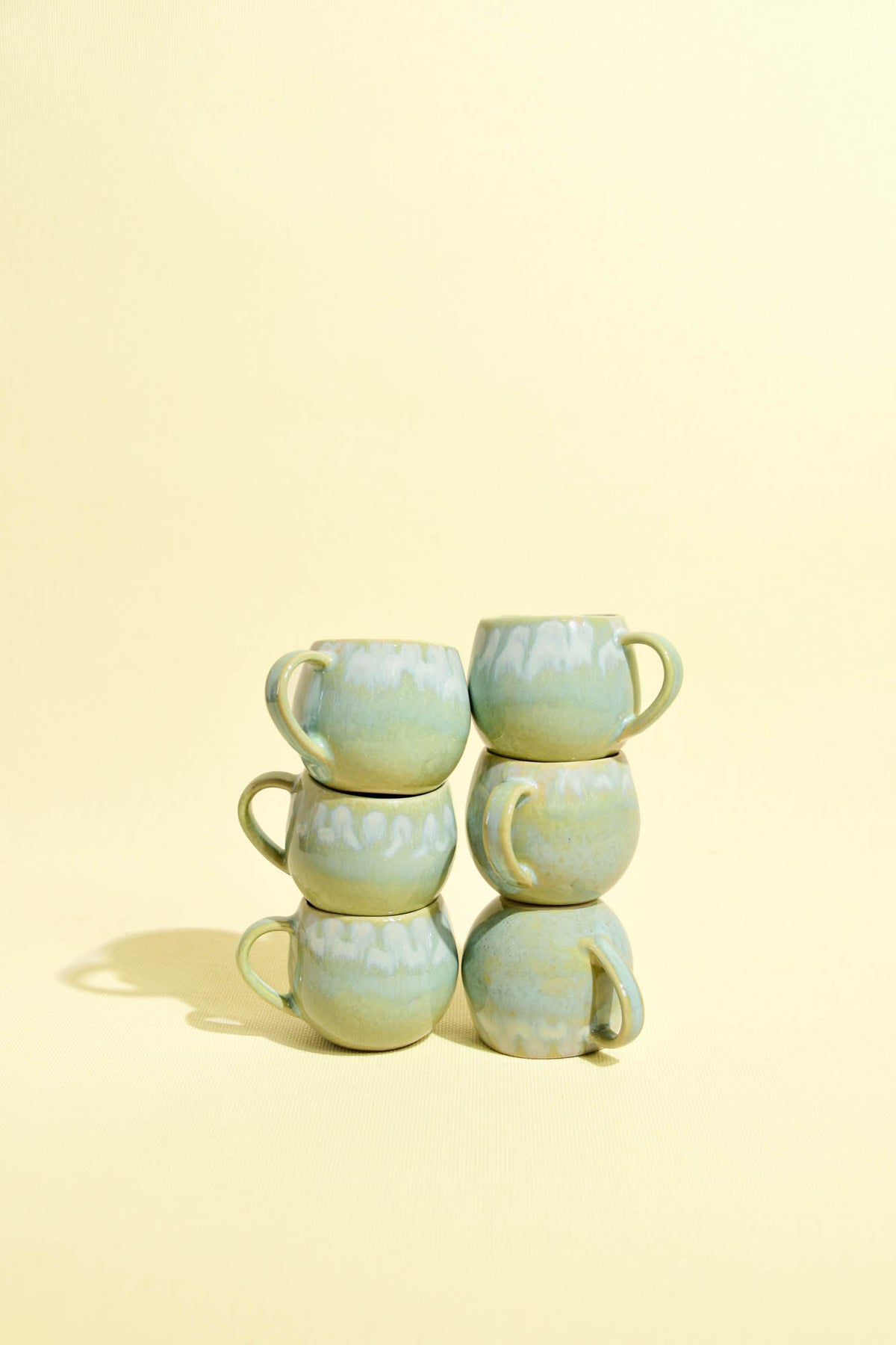 Mini mug en céramique émail vert audacieux Céladon, set de 6
