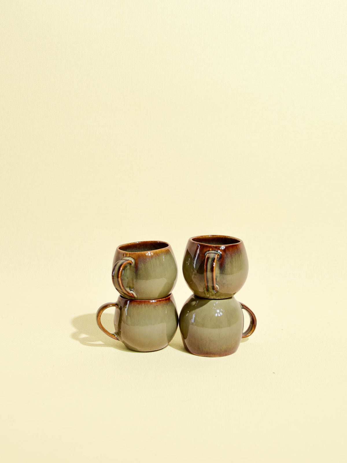 Mini mug en céramique émail vert rivage Céladon, set de 4