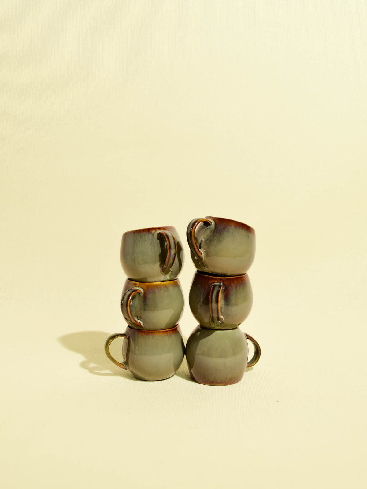 Mini mug en céramique émail vert rivage Céladon, set de 6