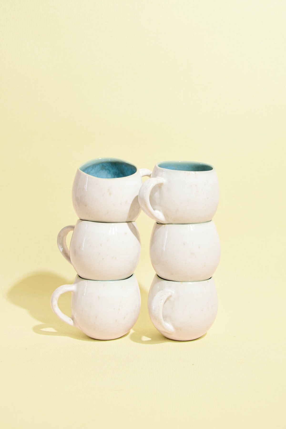 Mug moyen en céramique émail bleu água Céladon, set de 6