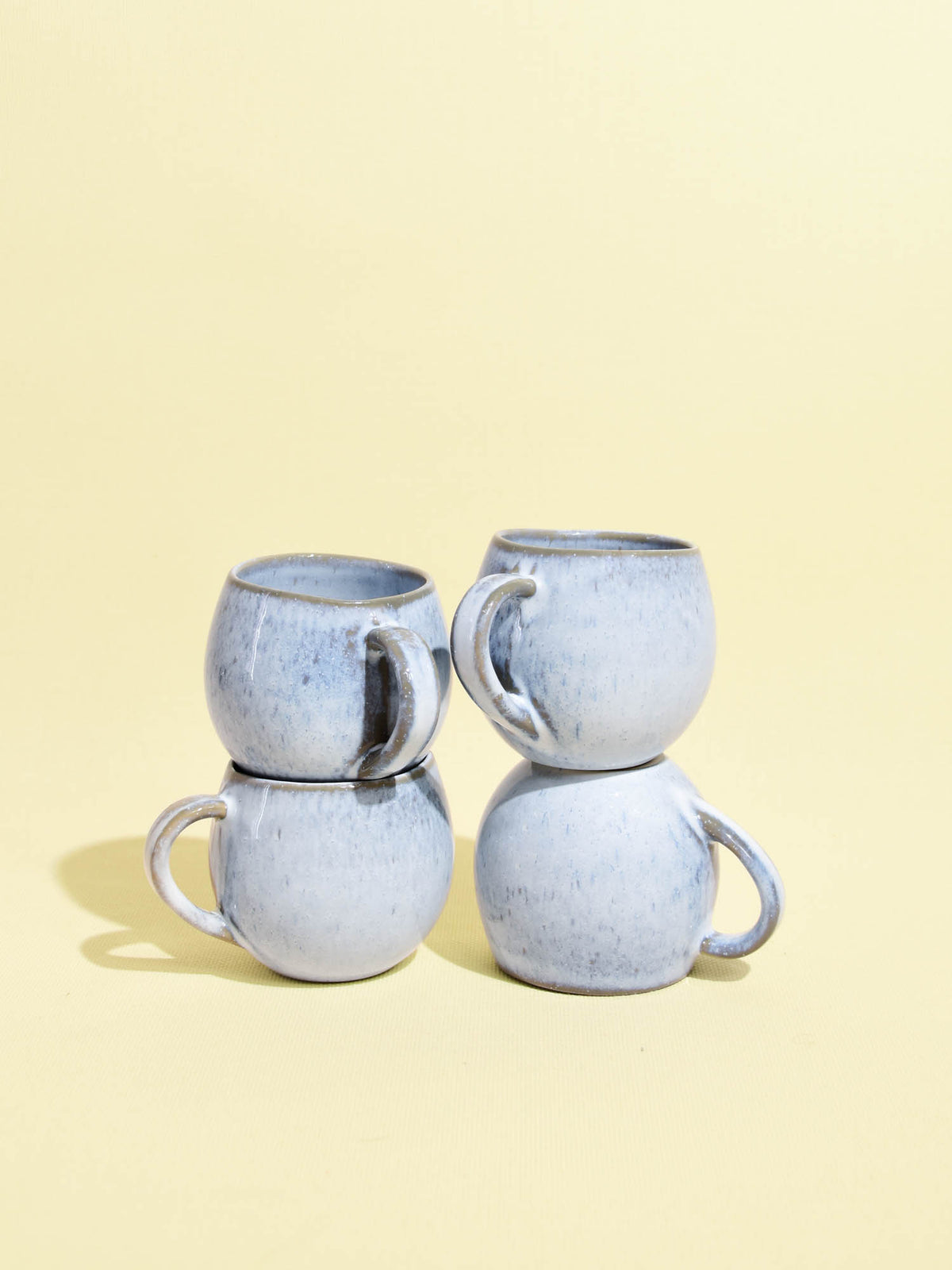 Mug moyen en céramique émail bleu ciel Céladon, set de 4
