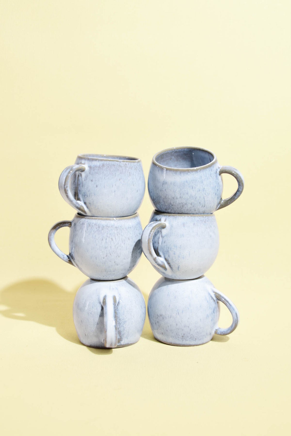 Mug moyen en céramique émail bleu ciel Céladon, set de 6