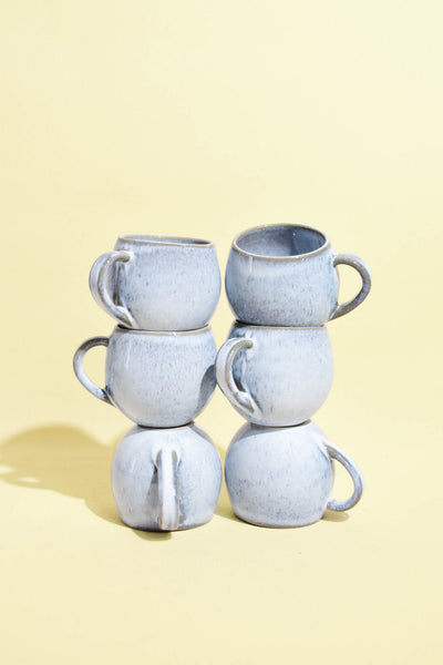 Mug moyen en céramique émail bleu ciel Céladon, set de 6