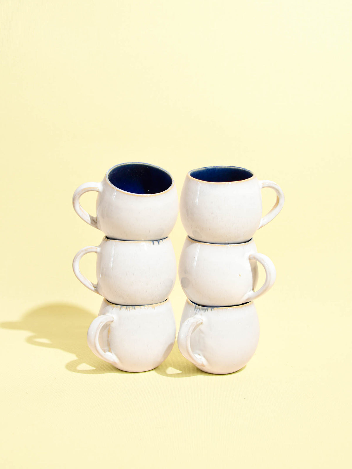 Mug moyen en céramique émail bleu odyssée Céladon, set de 6