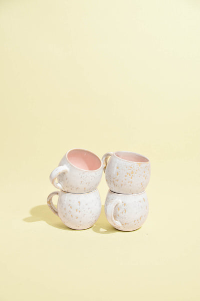Mug moyen en céramique émail rose bohême Céladon, set de 4