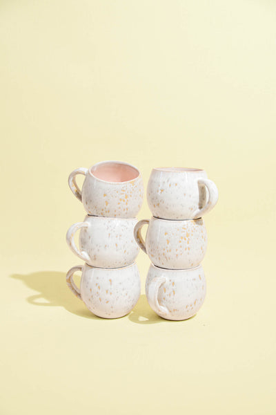 Mug moyen en céramique émail rose bohême Céladon, set de 6