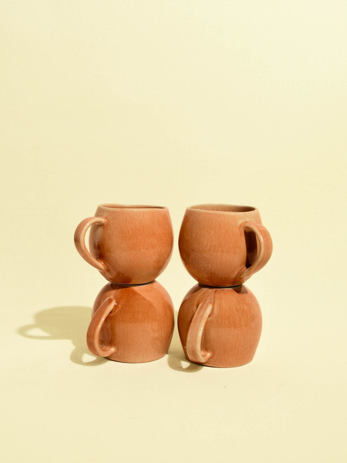 Mug moyen en céramique émail terracotta sienna Céladon, set de 4