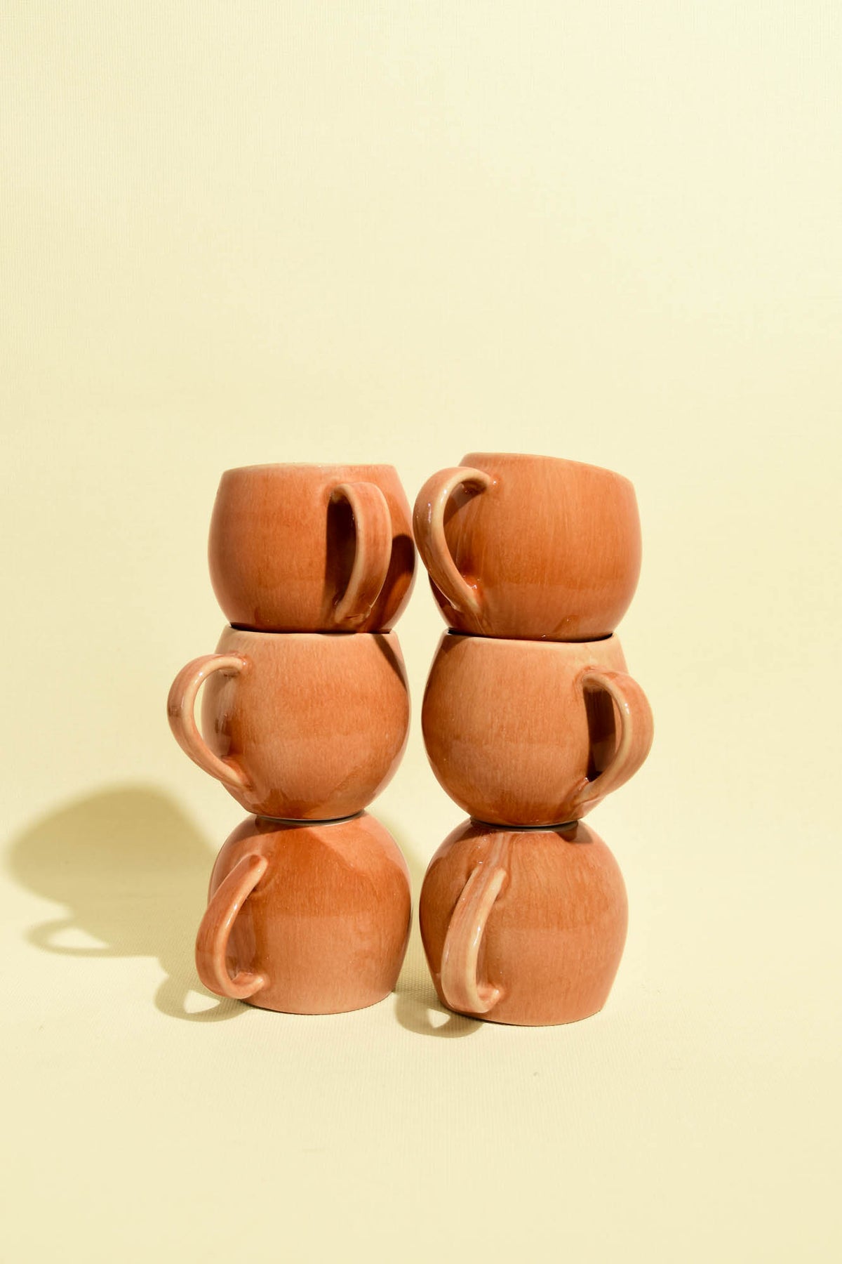 Mug moyen en céramique émail terracotta sienna Céladon, set de 6