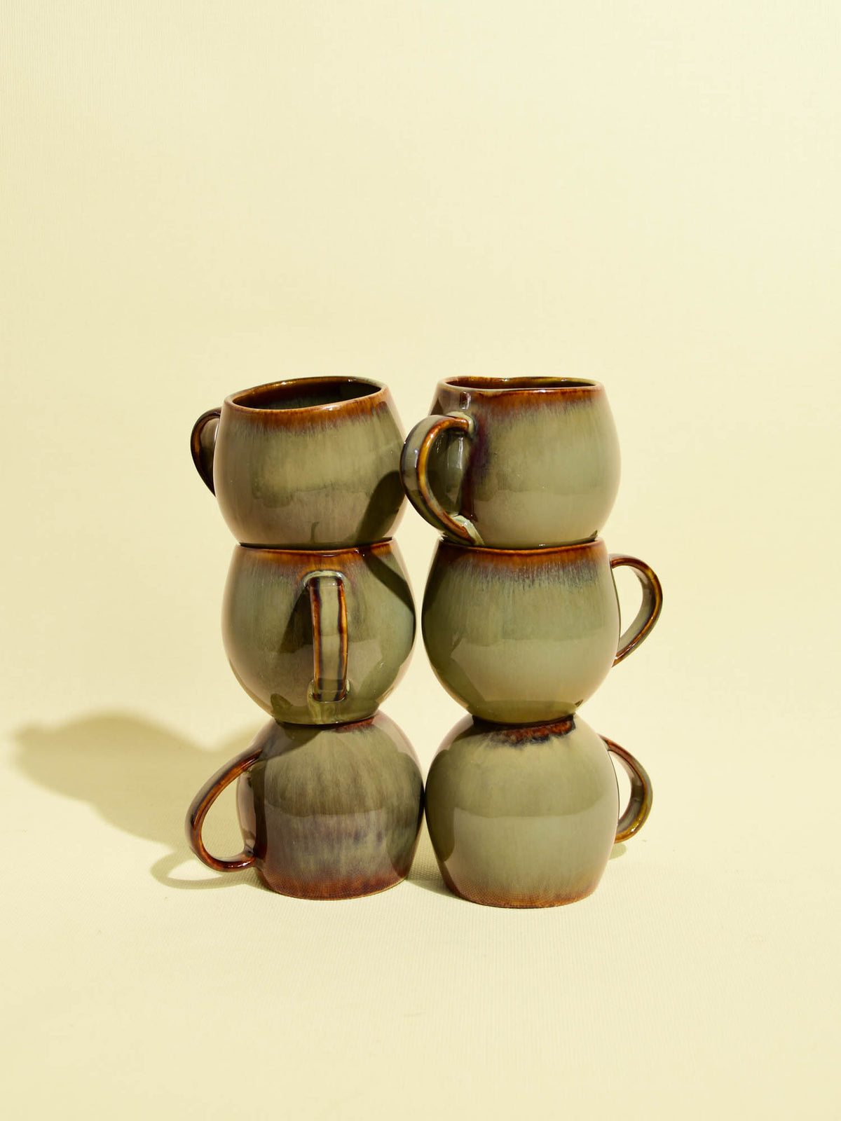 Mug moyen en céramique émail vert rivage Céladon, set de 6