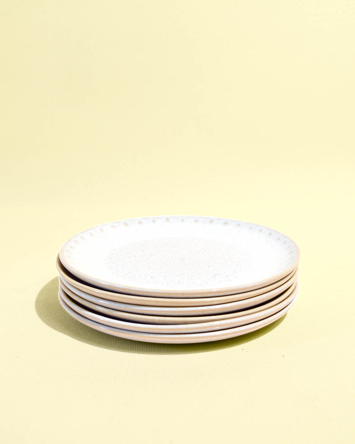 Petite assiette en céramique émail blanc audacieux Céladon, set de 6