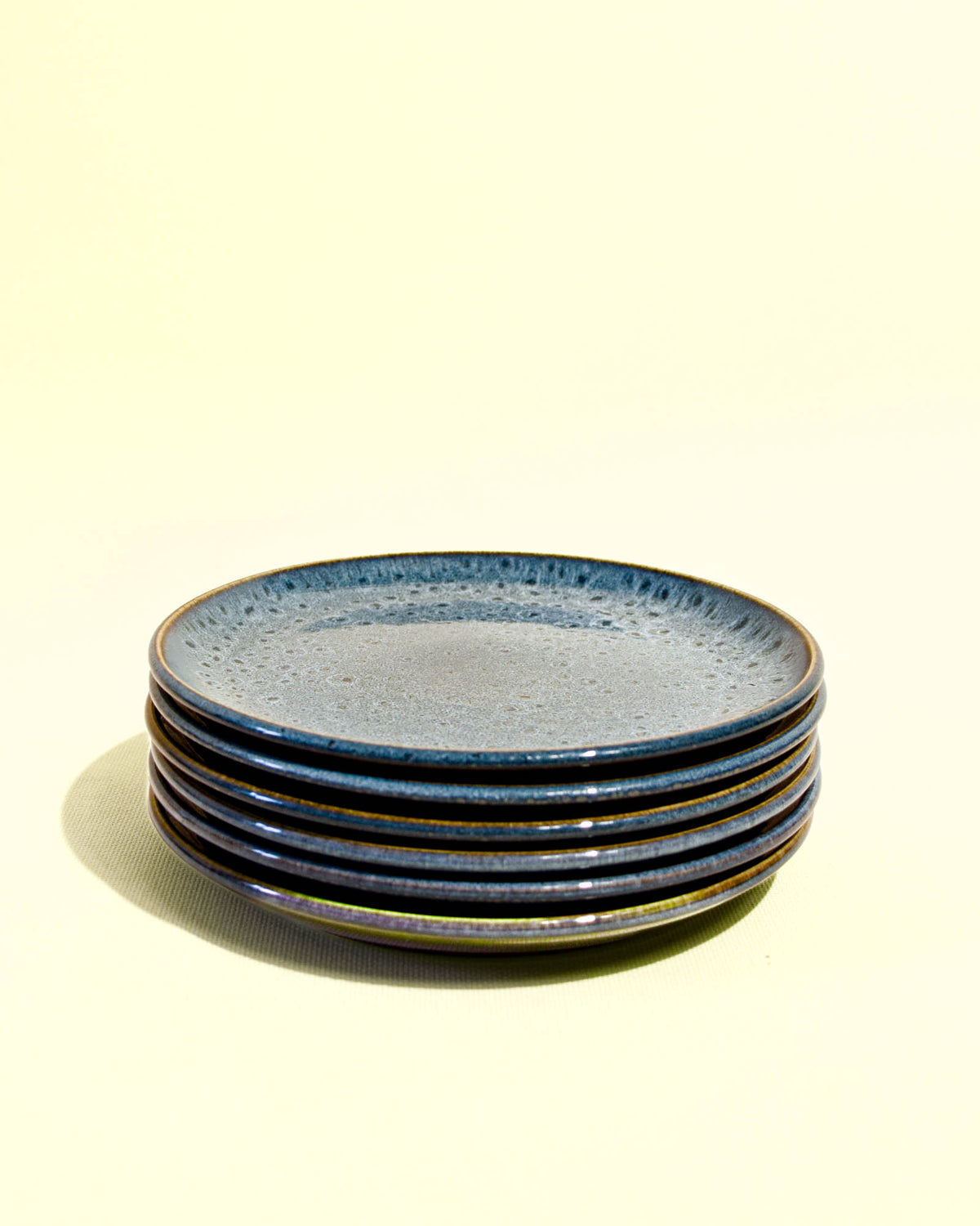 Petite assiette en céramique émail bleu marin Céladon, set de 6
