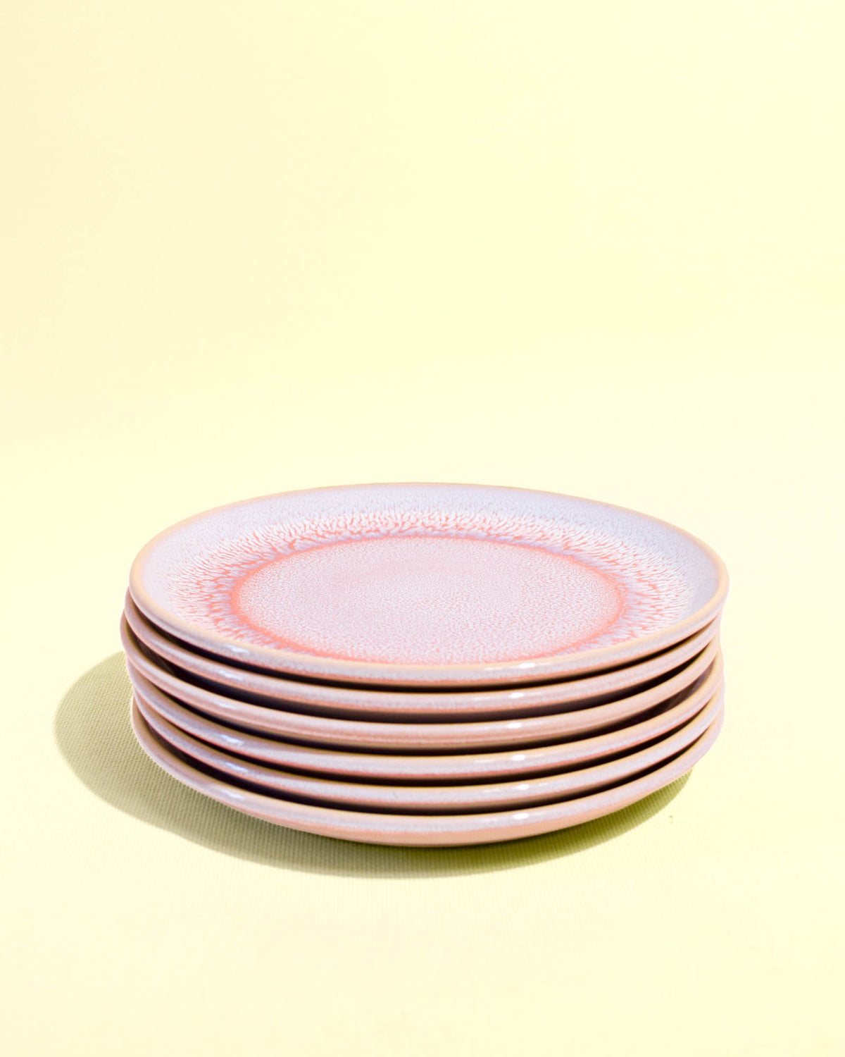Petite assiette en céramique émail rose minéral Céladon, set de 6