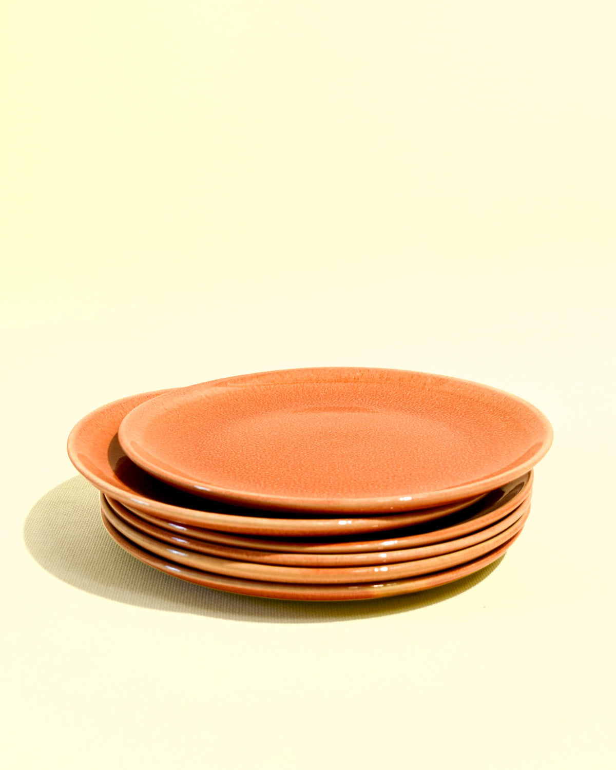 Petite assiette en céramique émail terracotta sienna Céladon, set de 6