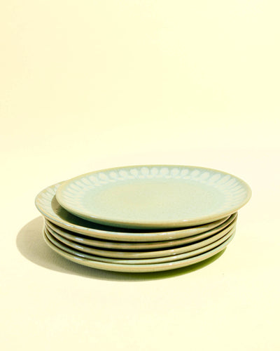 Petite assiette en céramique émail vert audacieux Céladon, set de 6