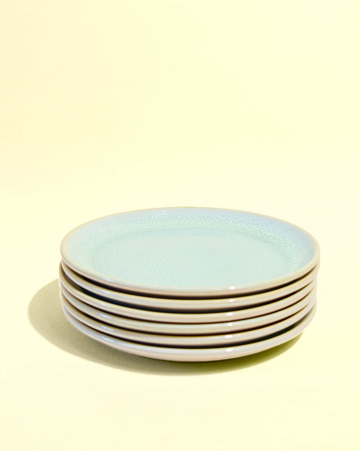 Petite assiette en céramique émail vert minéral Céladon, set de 6
