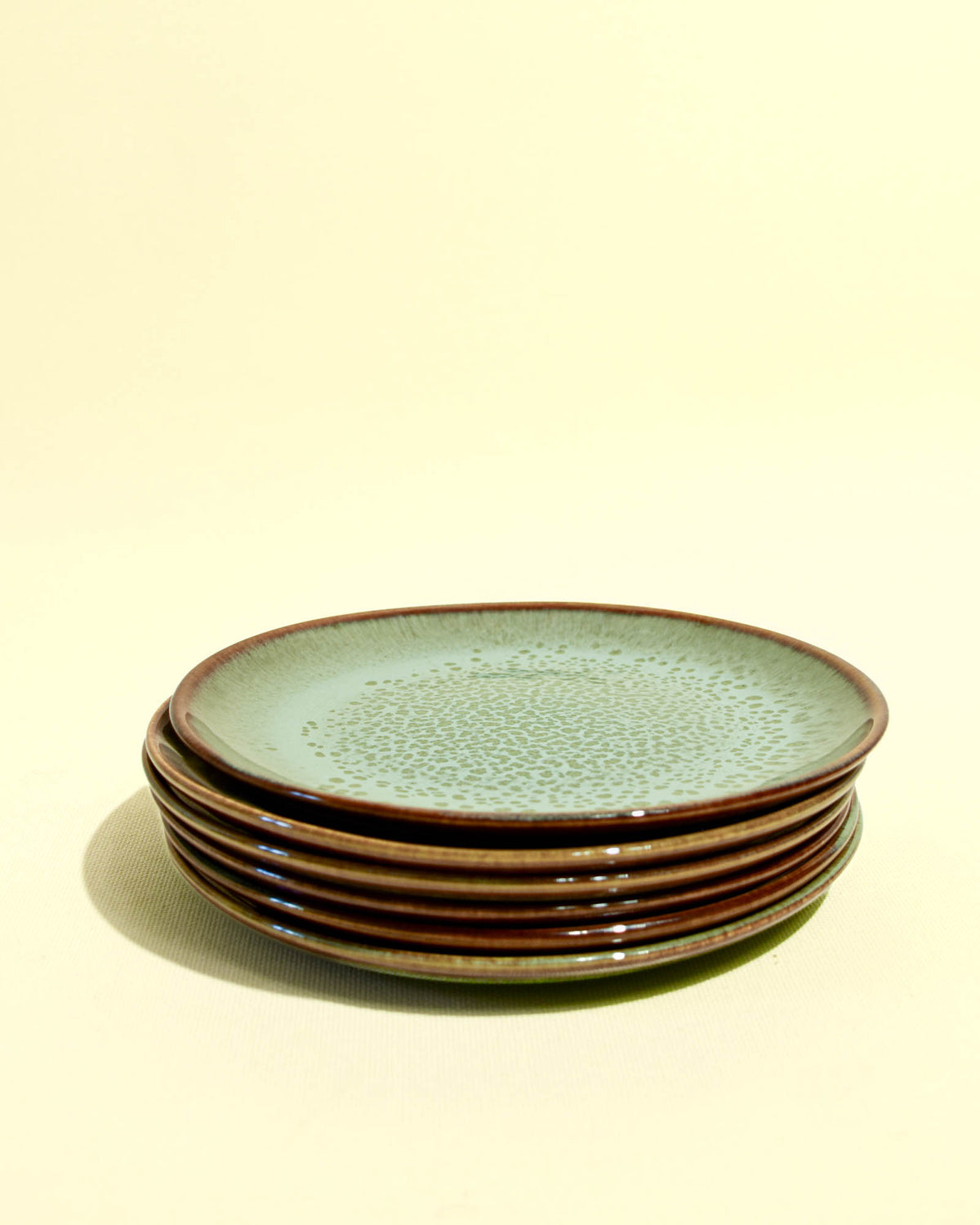 Petite assiette en céramique émail vert rivage Céladon, set de 6