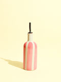 Petite bouteille d'huile en céramique motif Linhas rose Céladon, vue de face
