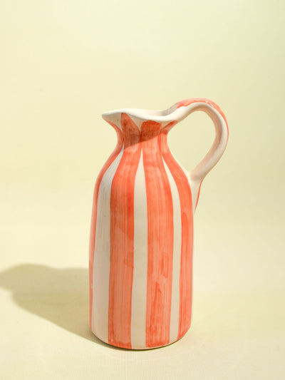 Pichet en céramique motif Linhas orange Céladon, vue de face