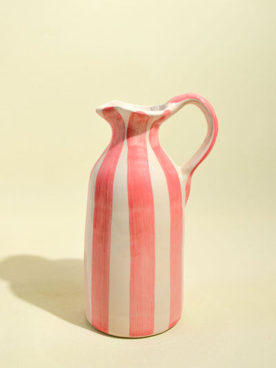 Pichet en céramique motif Linhas rose Céladon, vue de face