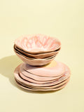 Service de vaisselle Onda pour 4 en céramique émail rose anémone Céladon