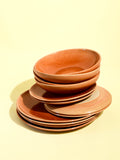 Service de vaisselle pour 4 en céramique émail terracotta sienna Céladon