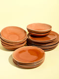 Service de vaisselle pour 8 en céramique émail terracotta sienna Céladon