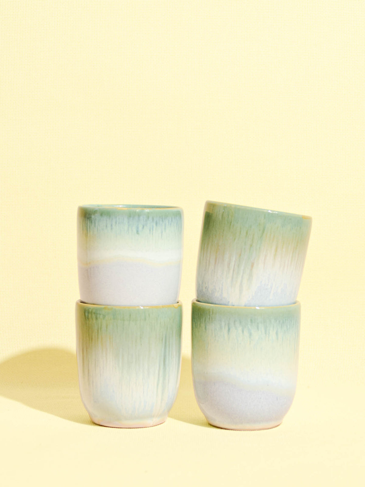 Tasse en céramique émail vert lumineux Céladon, set de 4