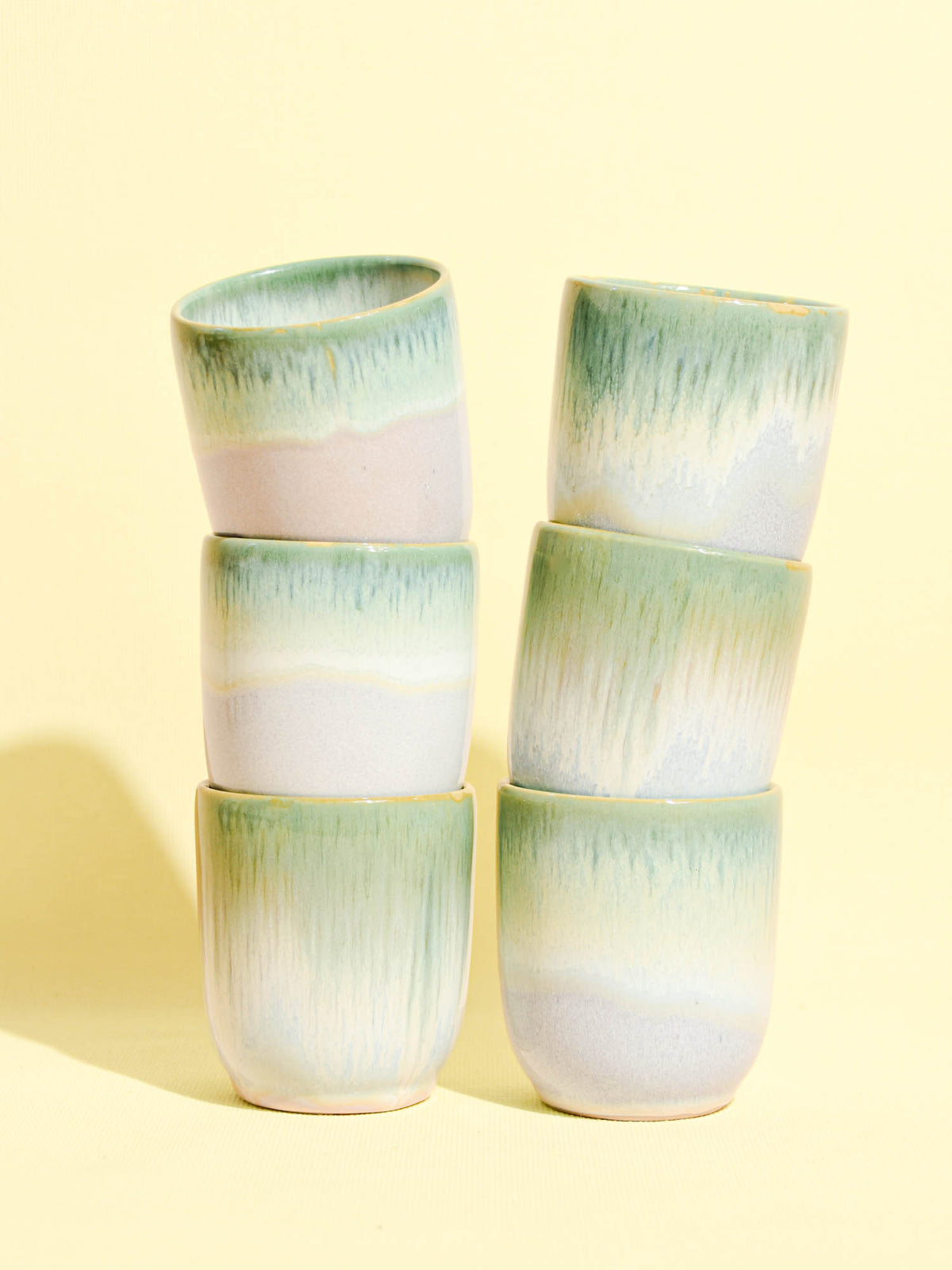 Tasse en céramique émail vert lumineux Céladon, set de 6