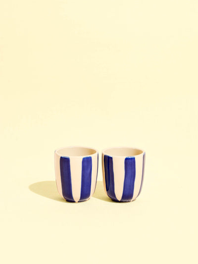 Tasses expresso en céramique motif Linhas bleu Céladon, set de 2