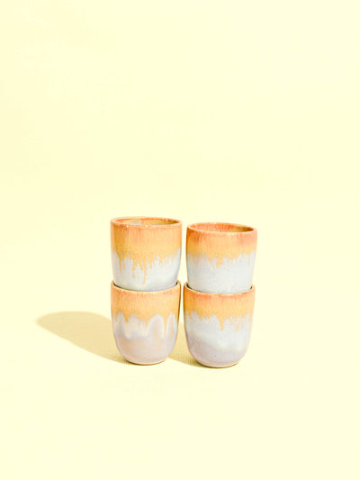 Tasse expresso en céramique émail jaune sable Céladon, set de 4