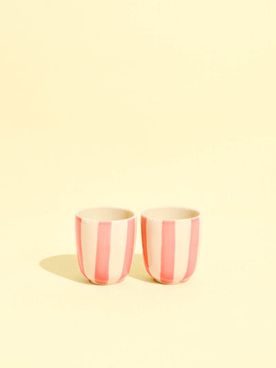 Tasses expresso en céramique motif Linhas rose Céladon, set de 2