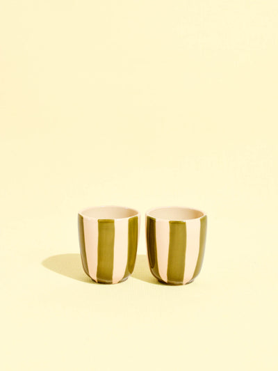 Tasses expresso en céramique motif Linhas vert Céladon, set de 2