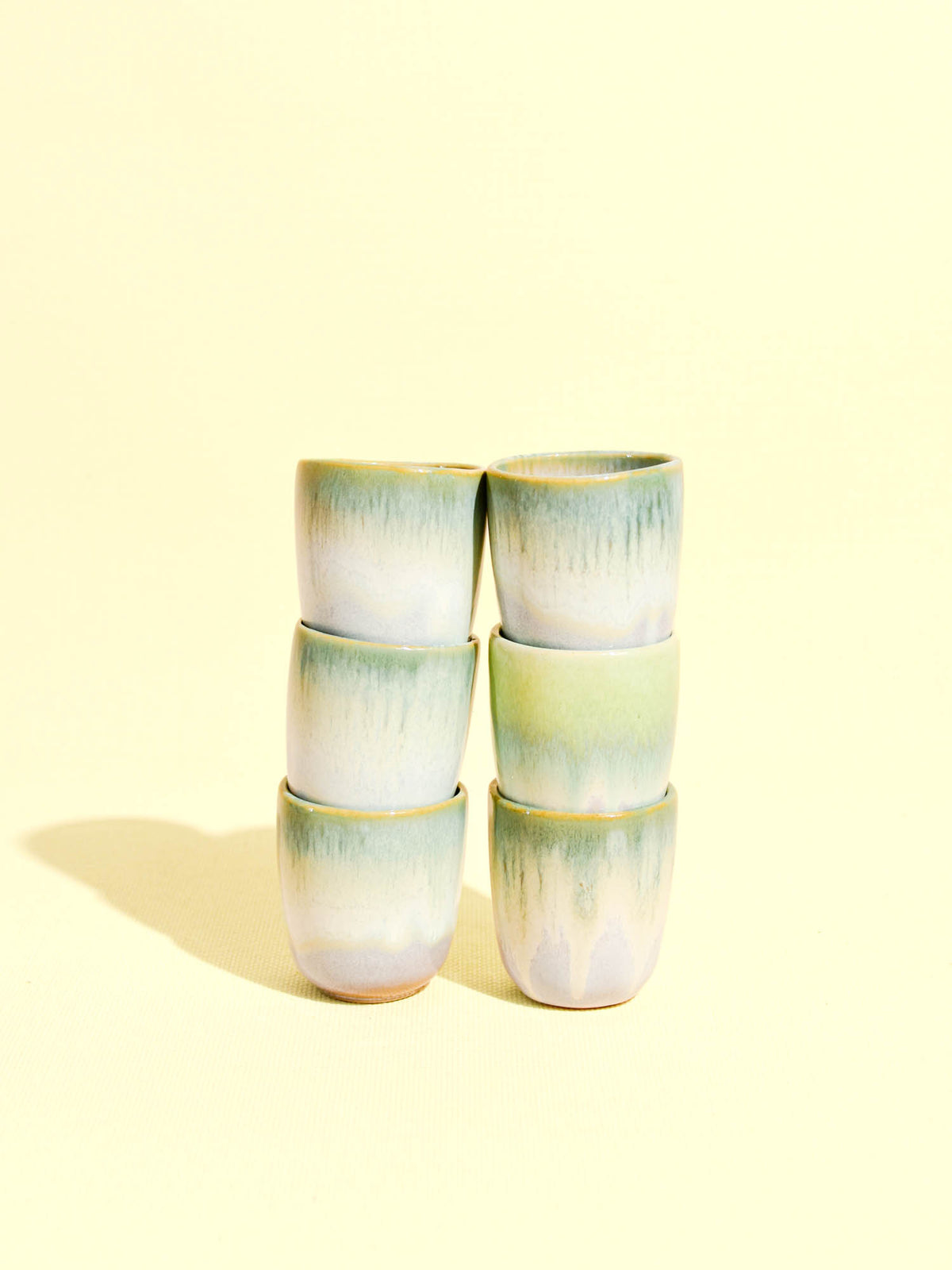 Tasse expresso en céramique émail vert lumineux Céladon, set de 6