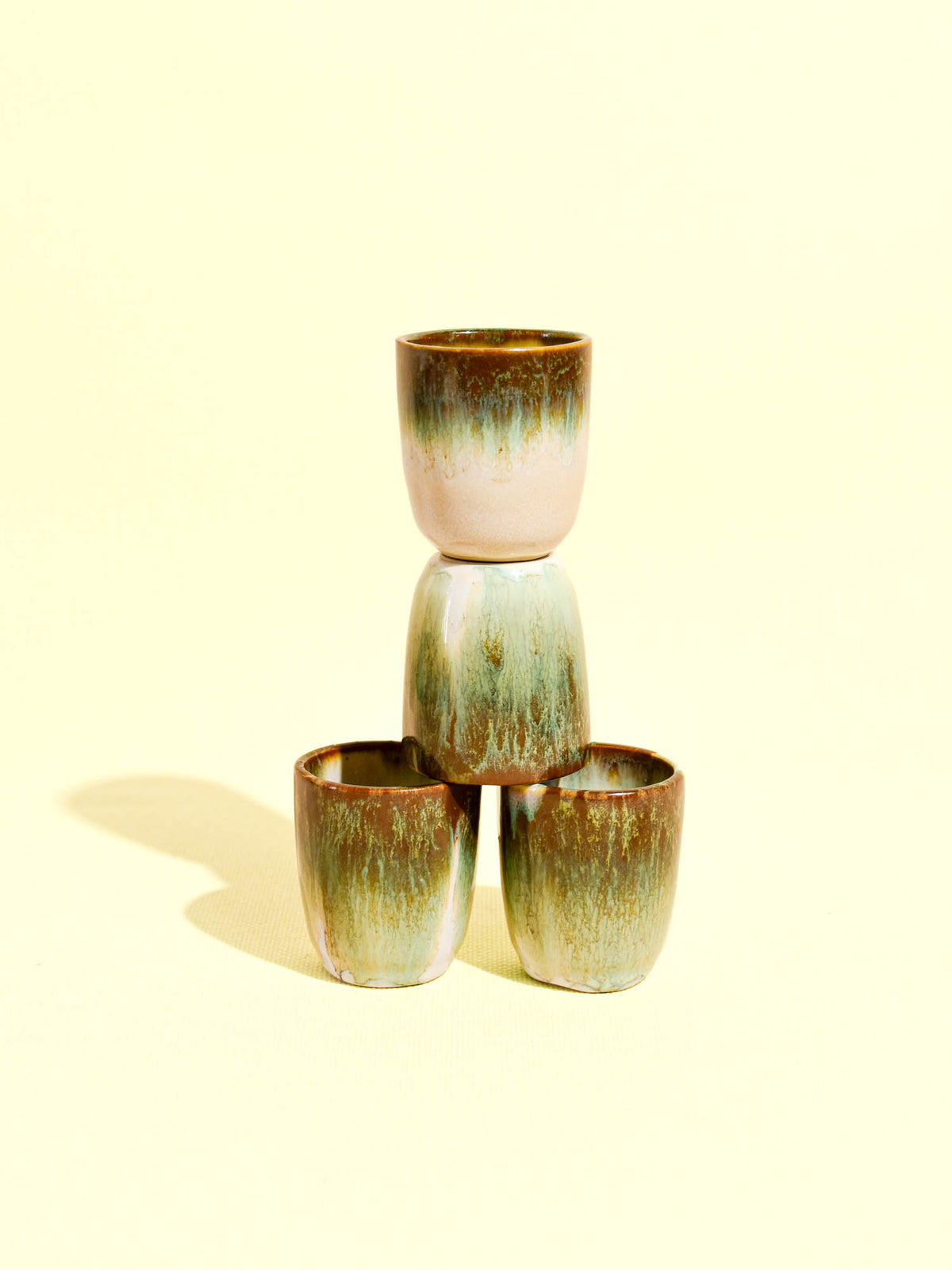 Tasse expresso en céramique émail vert profond Céladon, set de 4