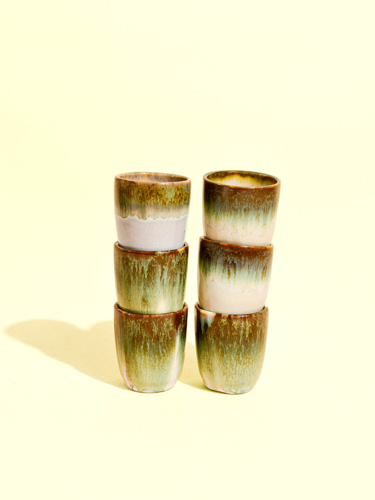 Tasse expresso en céramique émail vert profond Céladon, set de 6