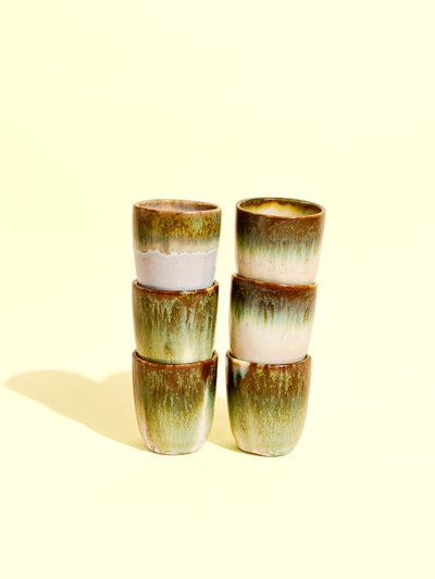 Tasse expresso en céramique émail vert profond Céladon, set de 6