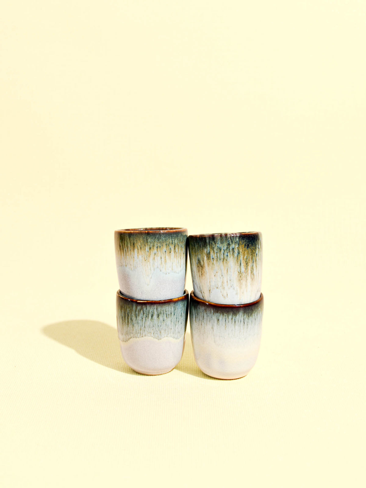 Tasse expresso en céramique émail vert de mer Céladon, set de 4