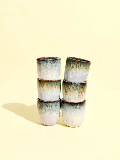 Tasse expresso en céramique émail vert de mer Céladon, set de 6