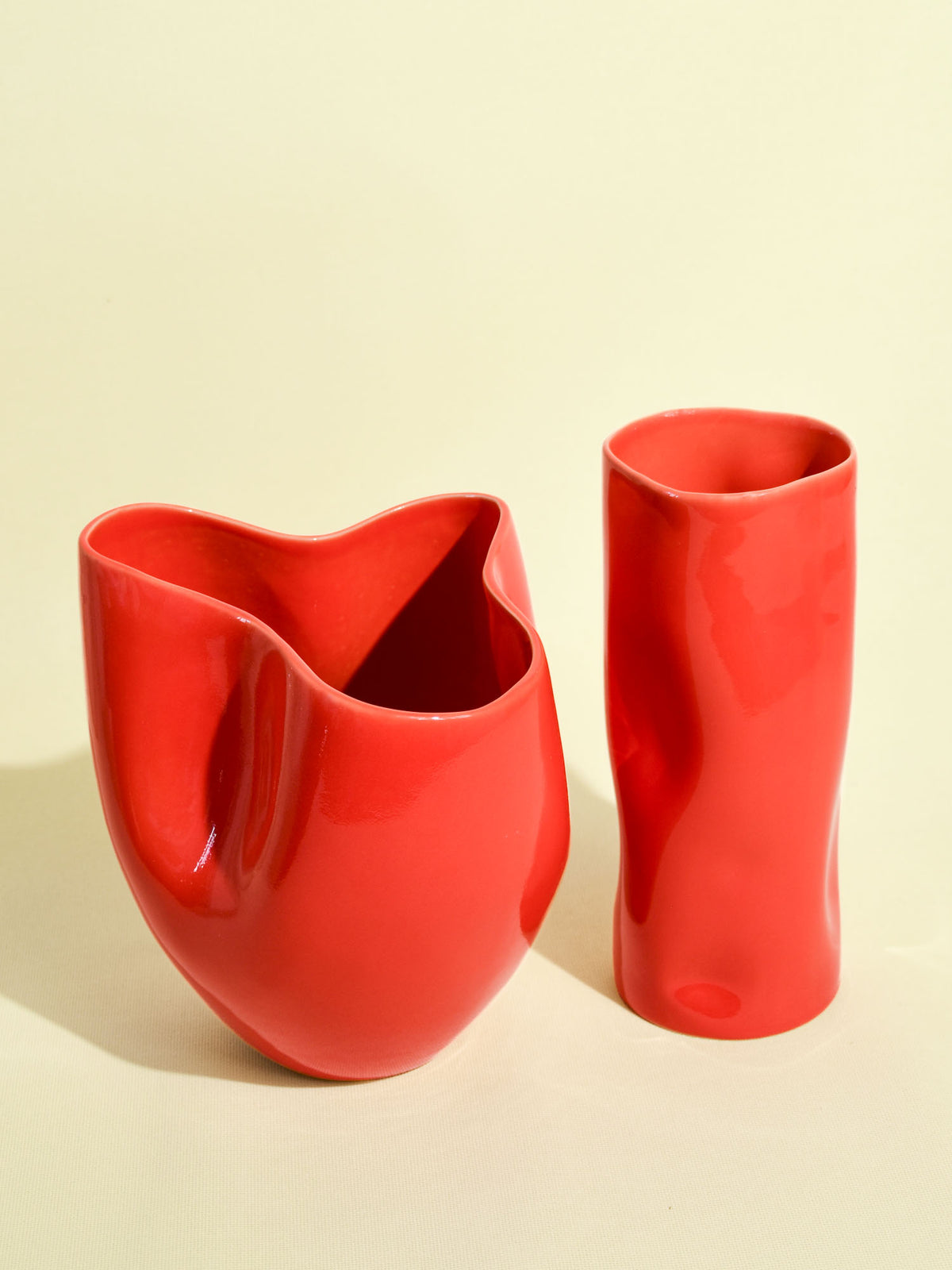 Vase Amplo en céramique émail orange corail Céladon, plusieurs tailles de la collection
