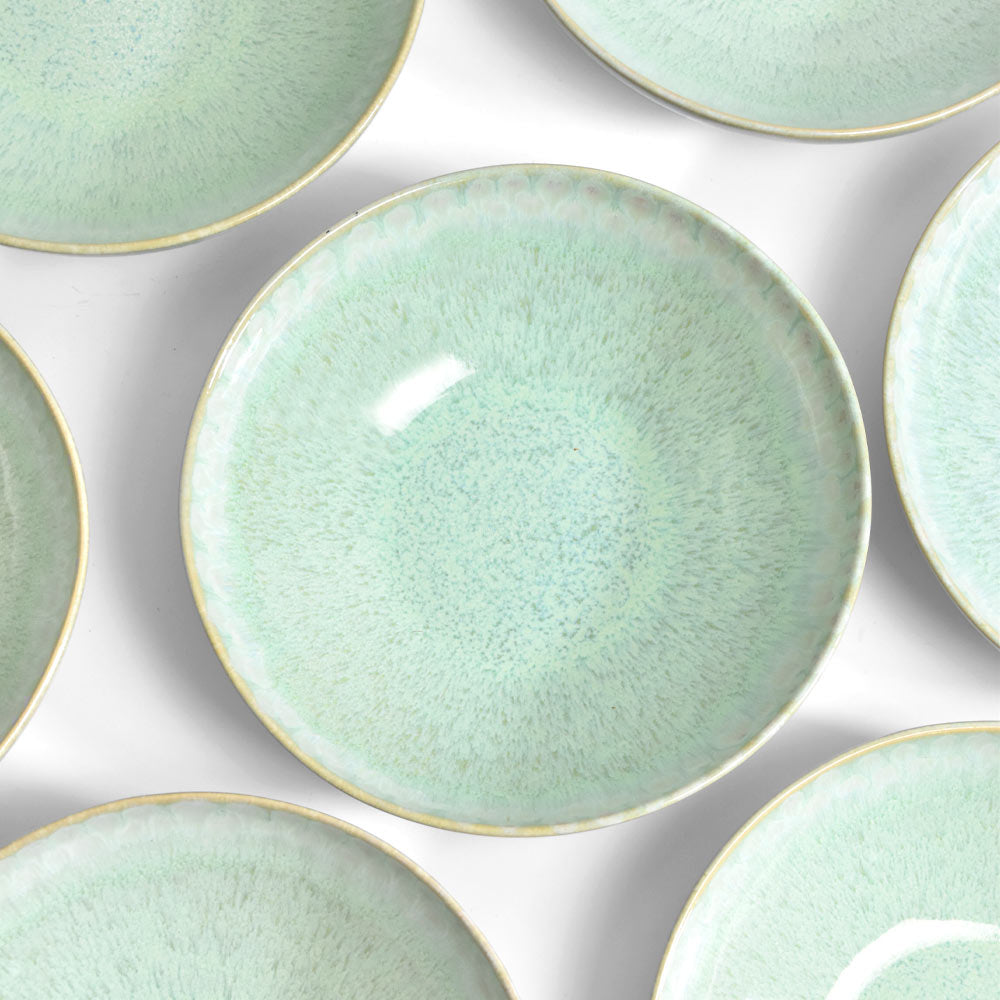 Lot De 2 Grandes Assiettes Vertes Céramique émaillée - Terre Cuite / Grès - Signé SD