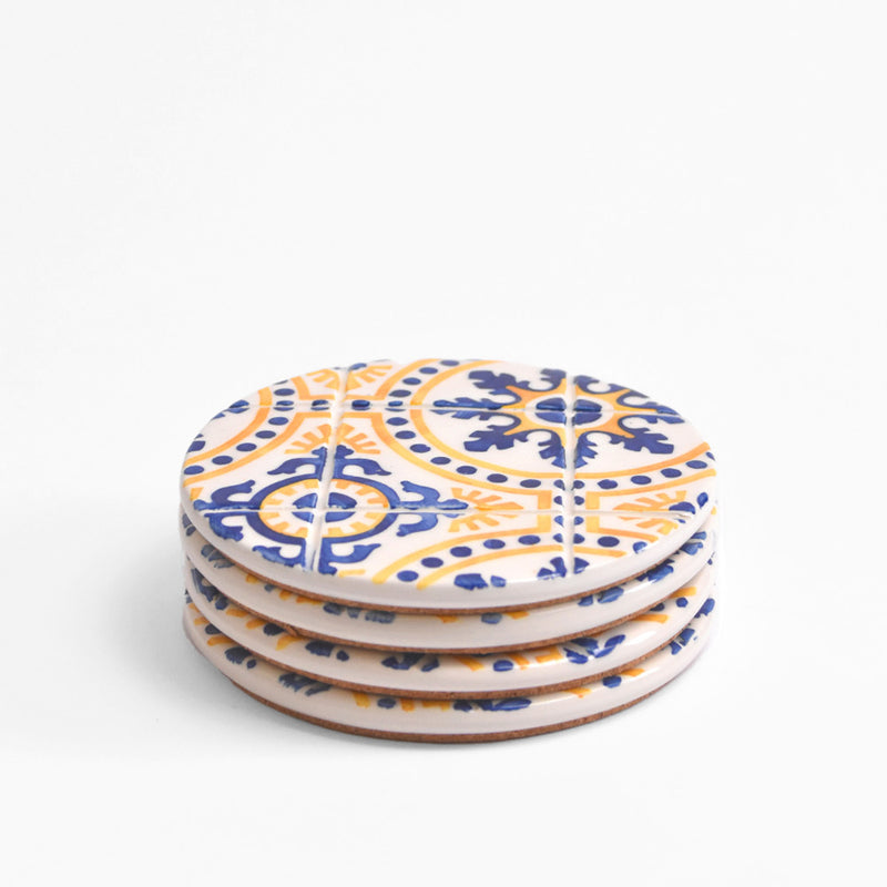 Dessous de verre | Jaune & Bleu Azulejos